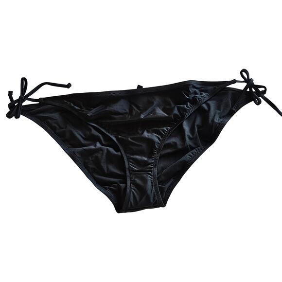 J Crew Factory Side Tie String Bikini Bottom Black Swim Plus 3x Beach Pool - Picture 1 of 6